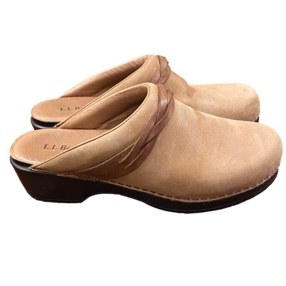 L.L. BEAN Leather Clogs/Mules Leather Braid Tan Suede Women Size 40 (8.5) - Picture 4 of 15